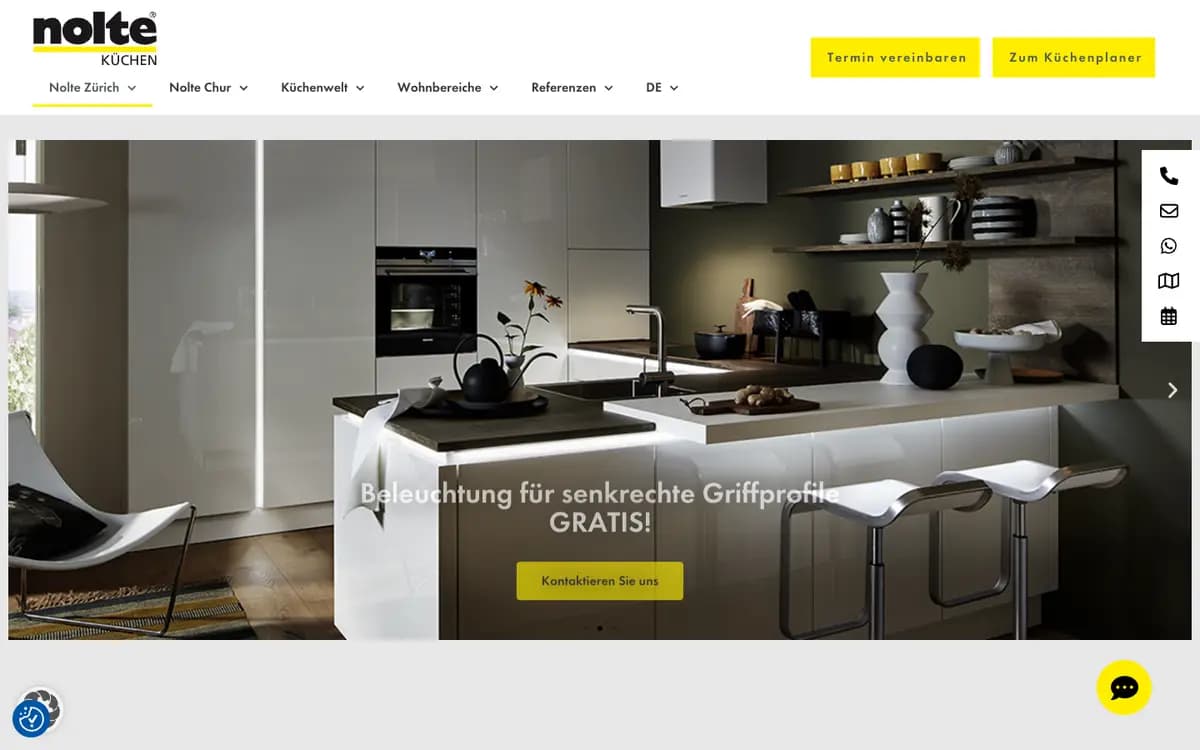 Screenshot der Website Nolte Küchen Zürich