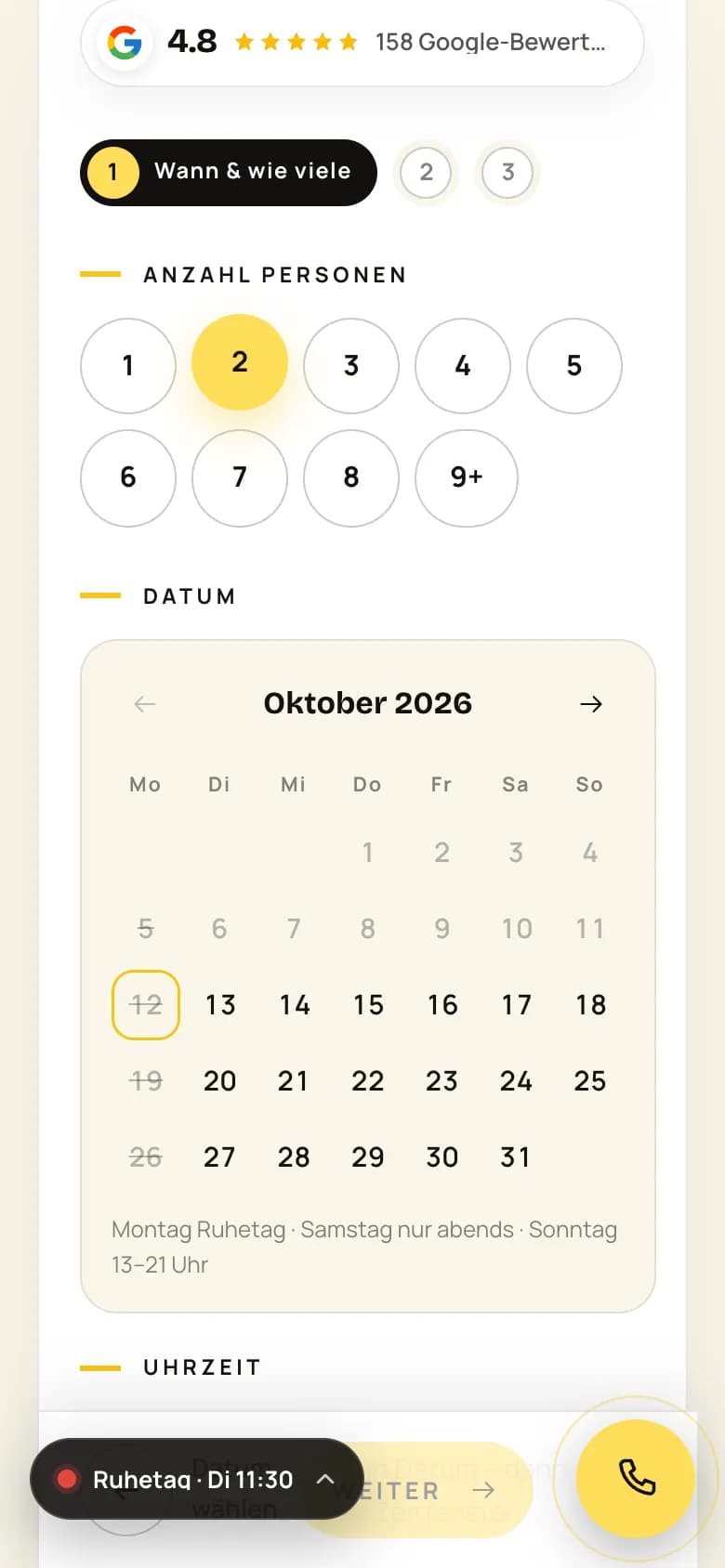 Online-Reservation von Han Kitchen auf dem Smartphone