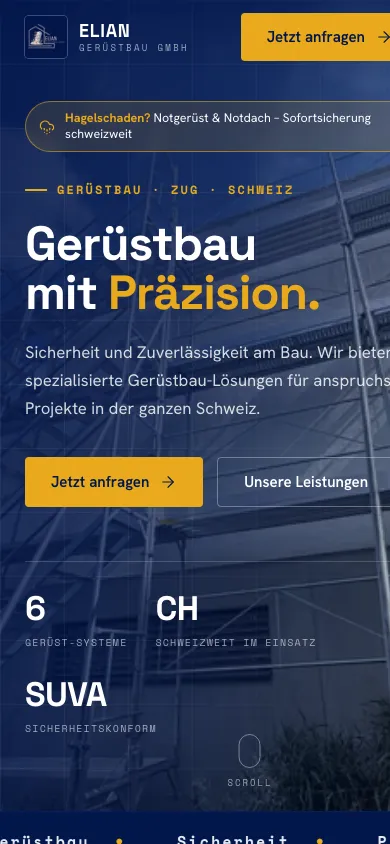 Elian Scaffolding — Mobile View