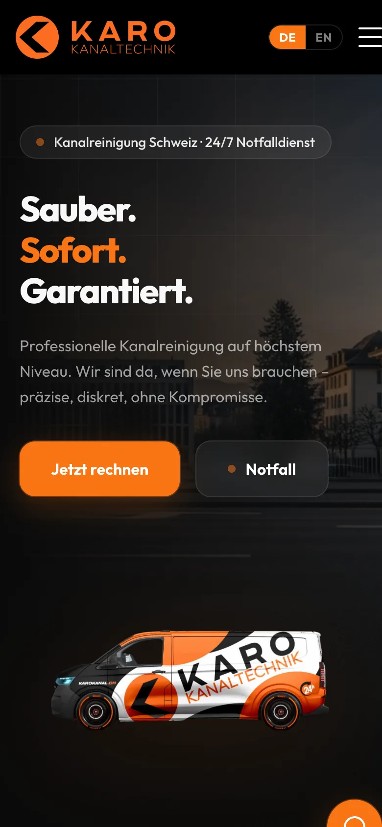 Karo Kanaltechnik — Mobile Ansicht