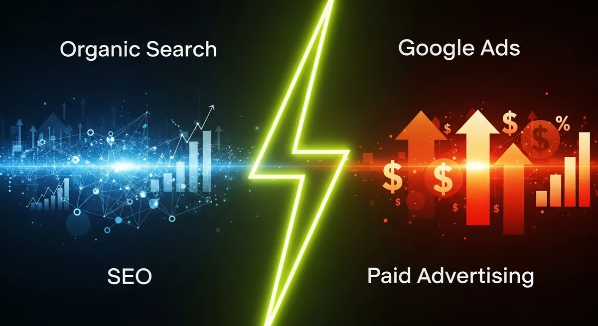Google Ads vs. SEO Vergleich für Schweizer KMU — Bezahlte Werbung und organische Suchmaschinenoptimierung im Direktvergleich