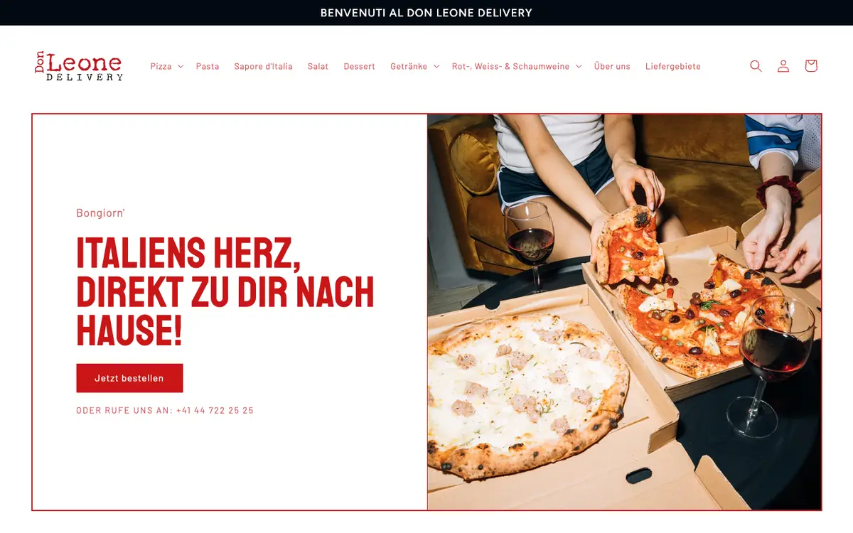 Screenshot of the Don Leone Delivery website