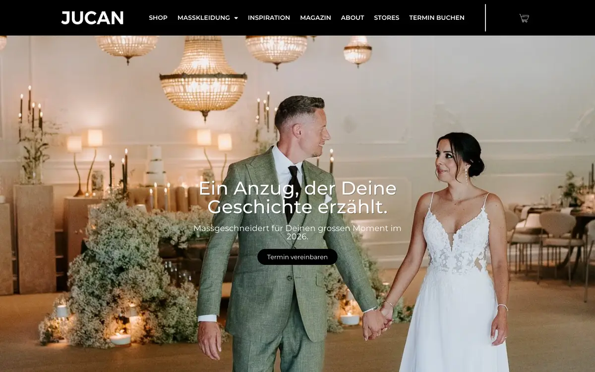 Screenshot of the JUCAN Tailored Suits website