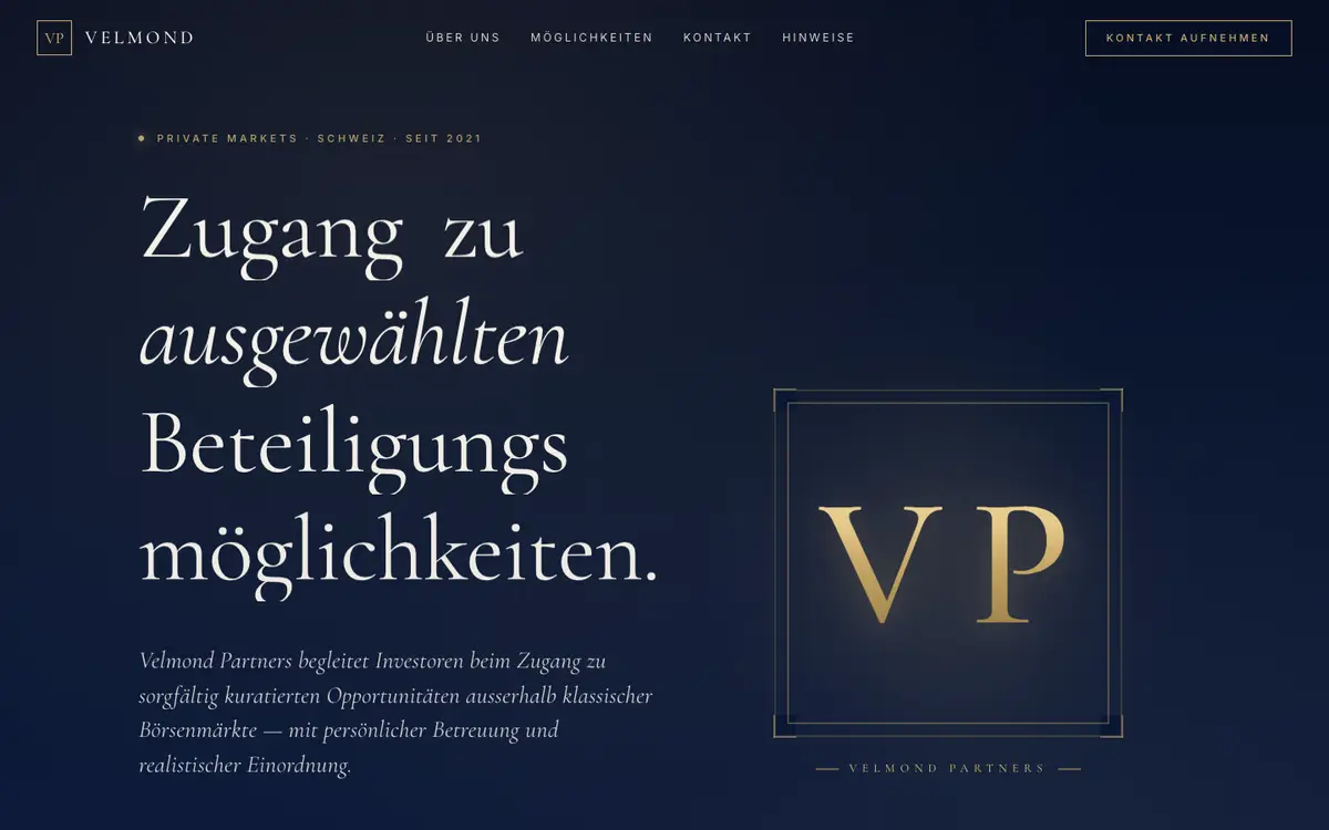 Screenshot of the Velmond Partners website