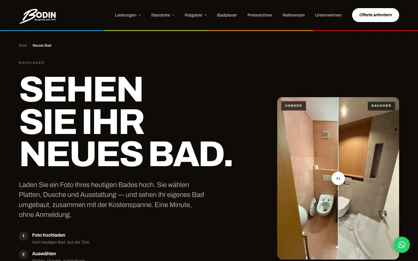 Bodin Bau – Schritt 1: Einstieg «Sehen Sie Ihr neues Bad»