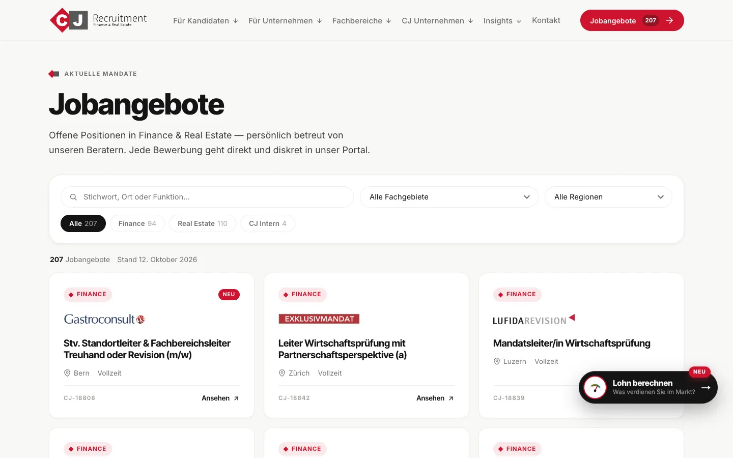 CJ Recruitment – Stellenbörse mit Suche und Filtern, gespeist aus HR4YOU