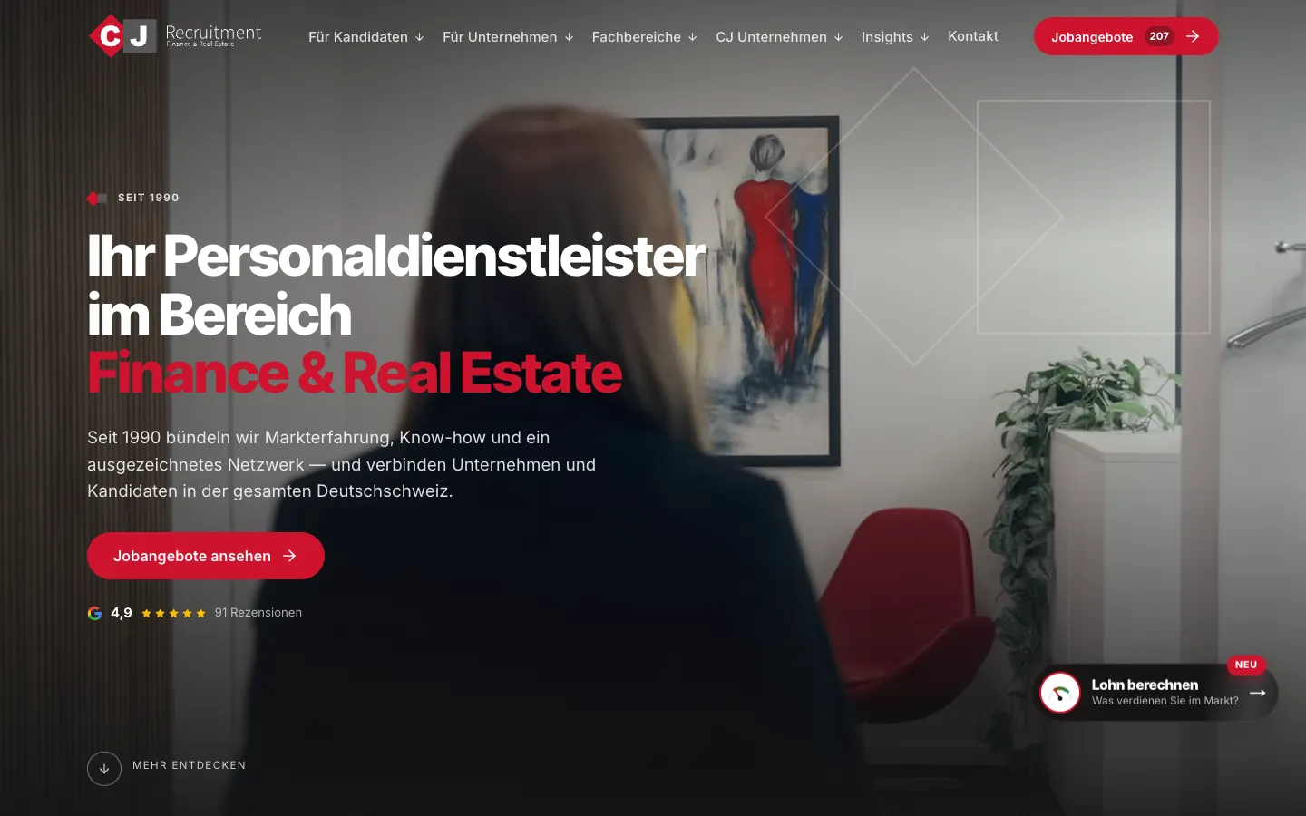 CJ Recruitment – Schritt 1: Startseite