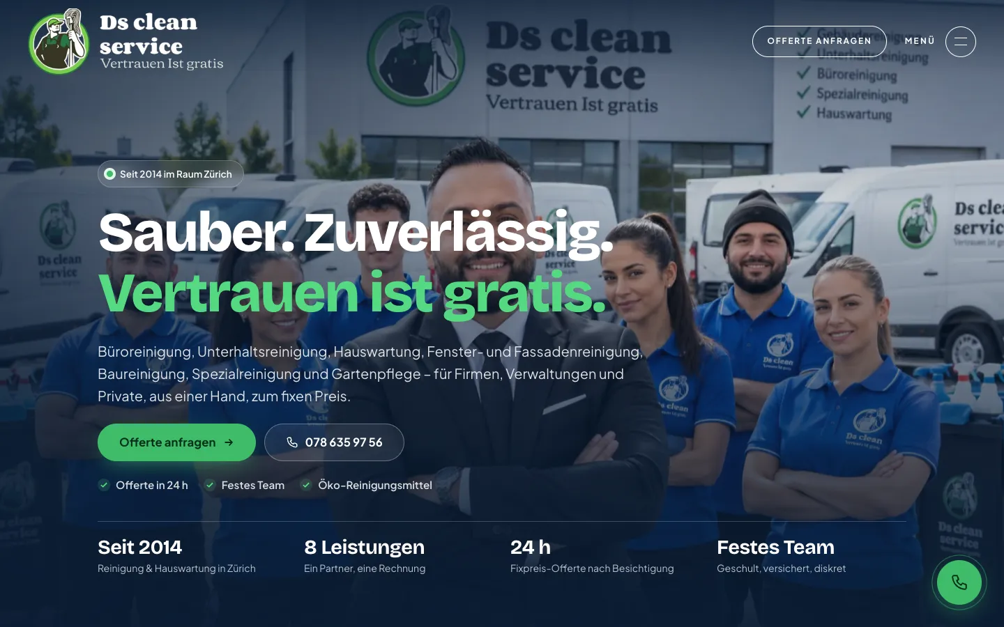 DS Cleanservice – Schritt 1: Startseite