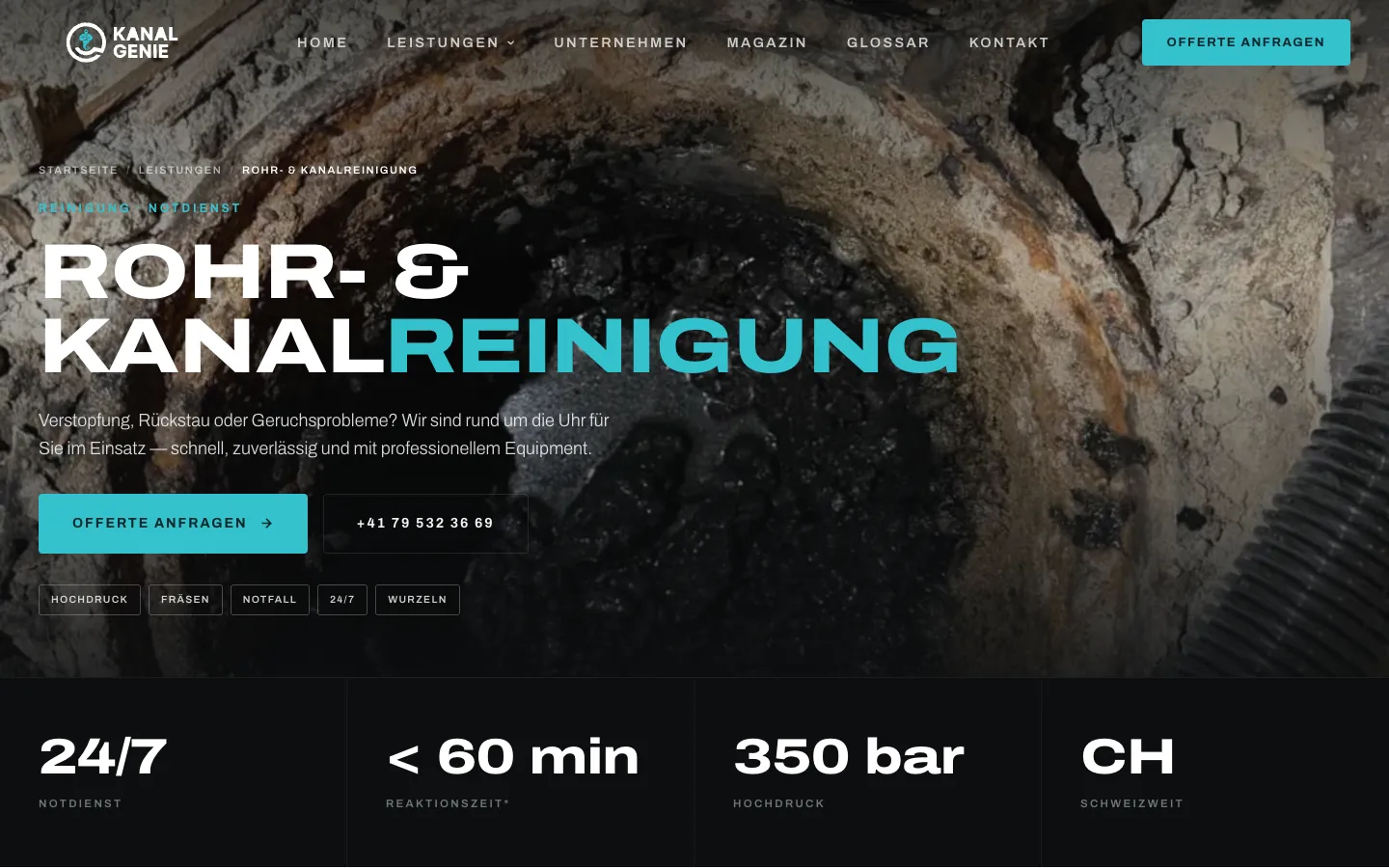 KanalGenie Drain & Pipe Services – Step 2: Pipe and drain cleaning service page