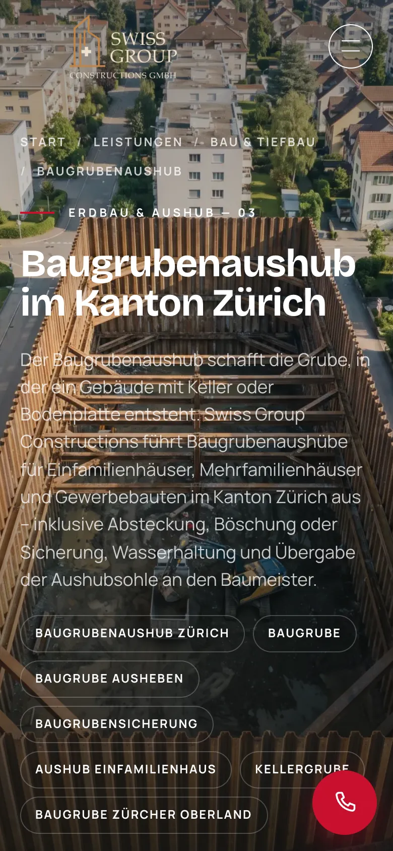 Swiss Group Constructions – Schritt 3: Leistungsseite Baugrubenaushub