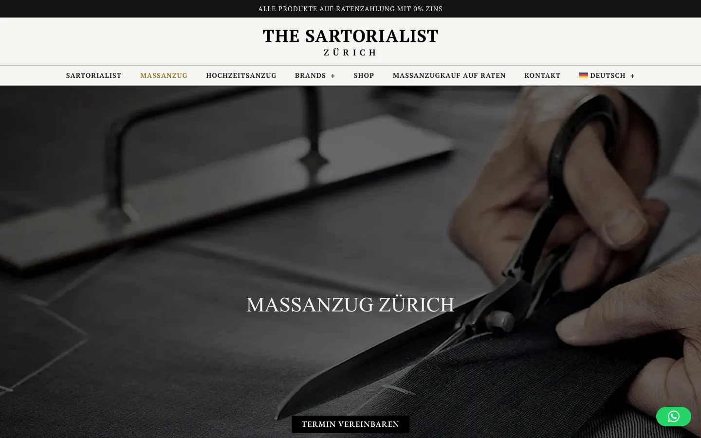 The Sartorialist – Case study The Sartorialist: website in 7 languages, SEO, Calendly booking and a Shopify shop with instalments for tailored suits in Zurich.