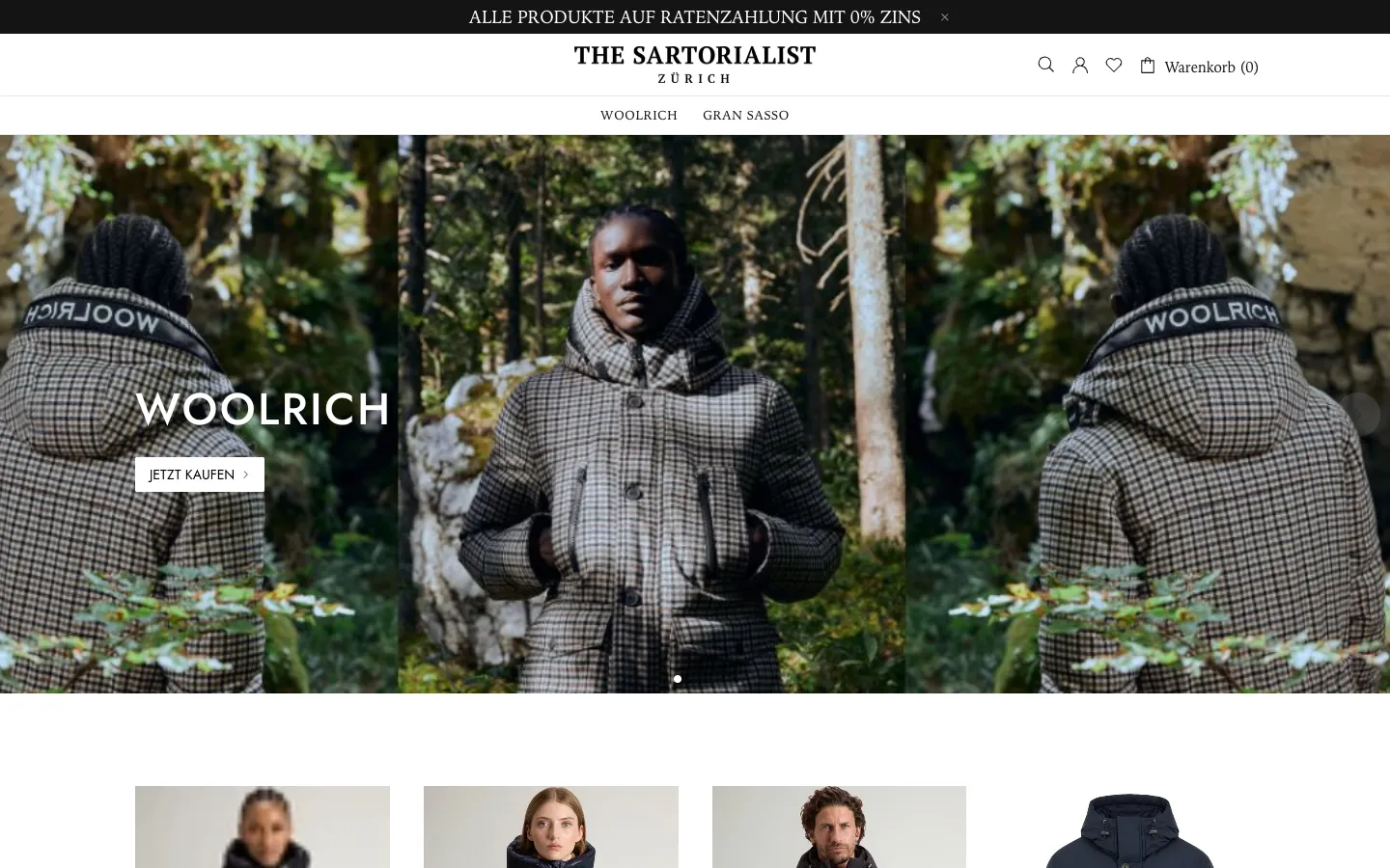 The Sartorialist – Shopify shop for branded goods with instalment banner